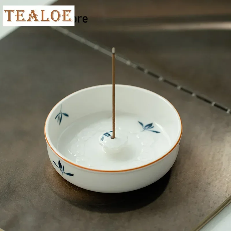 

Pure Hand Painted Butterfly Orchid Art Ceramic Incense Stick Small Incense Seat Zen Censer Burner Holder Home Decoration Crafts