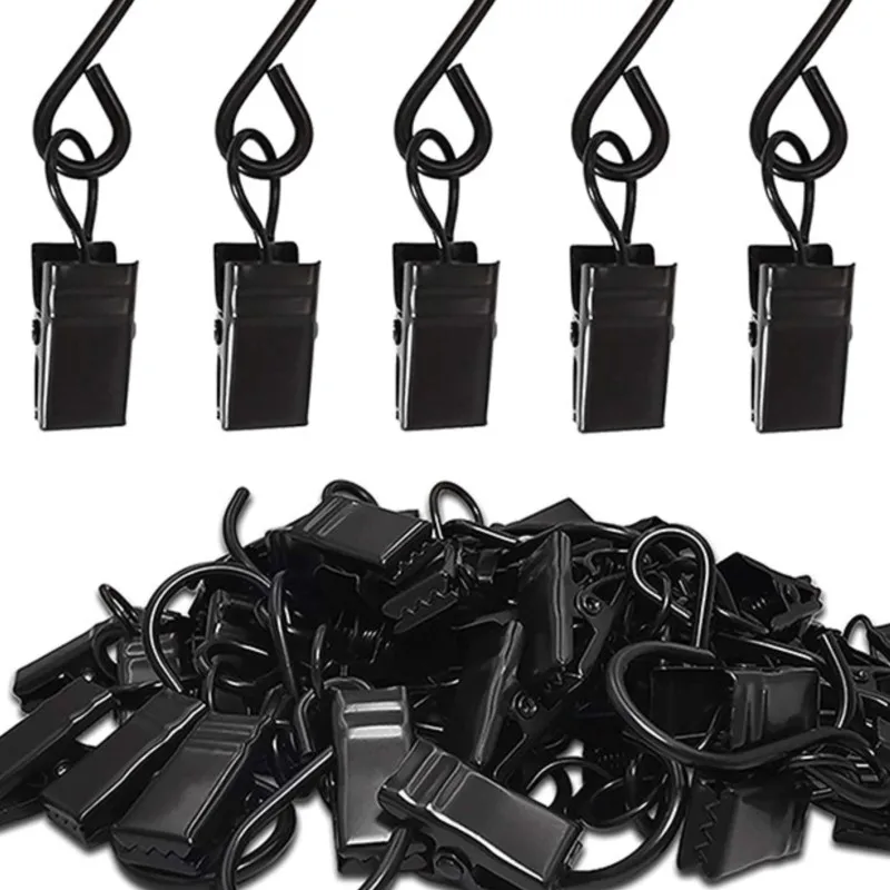 Stainless Steel Black Wire Clip S Clips Clamp Metal Holder Hanging Photos Drapes Replacement New 10-100PCS Curtain Photos Decor