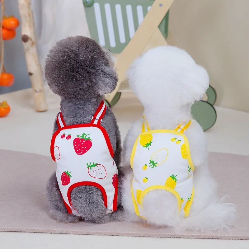 

Pet Dog and Cat Underwear Menstrual Panties Cat Sterilization Clothes Pet Clothes Spring and Summer Strawberry Pattern Panties