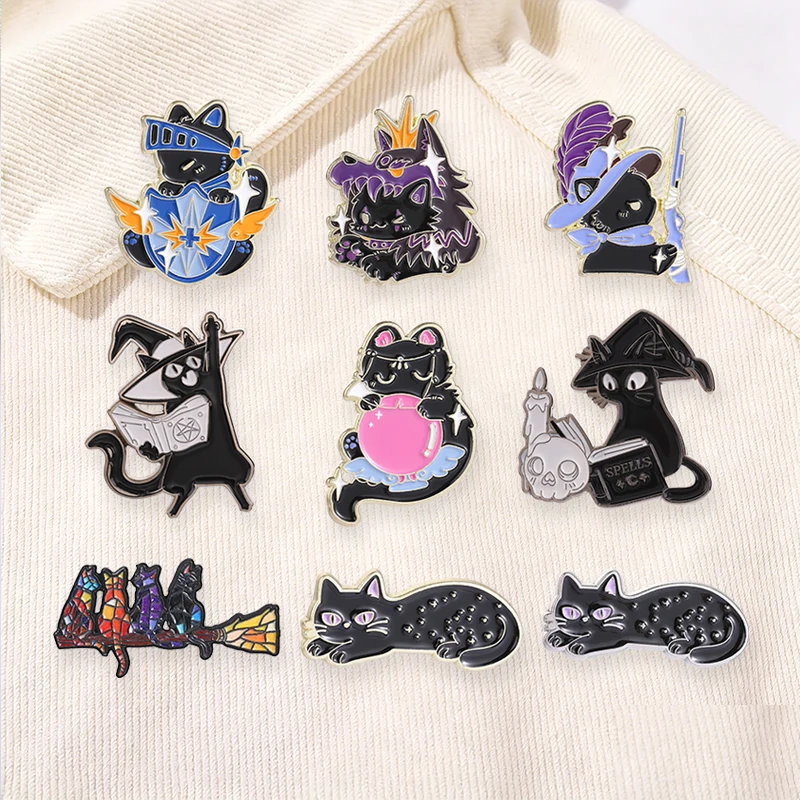 4-20pcs/set Halloween Witch Cat Lizard Wizard Enamel Pins Voodoo Doll Mexico Day of the Dead Pumpkin Ghost Brooch Jewelry Gifts