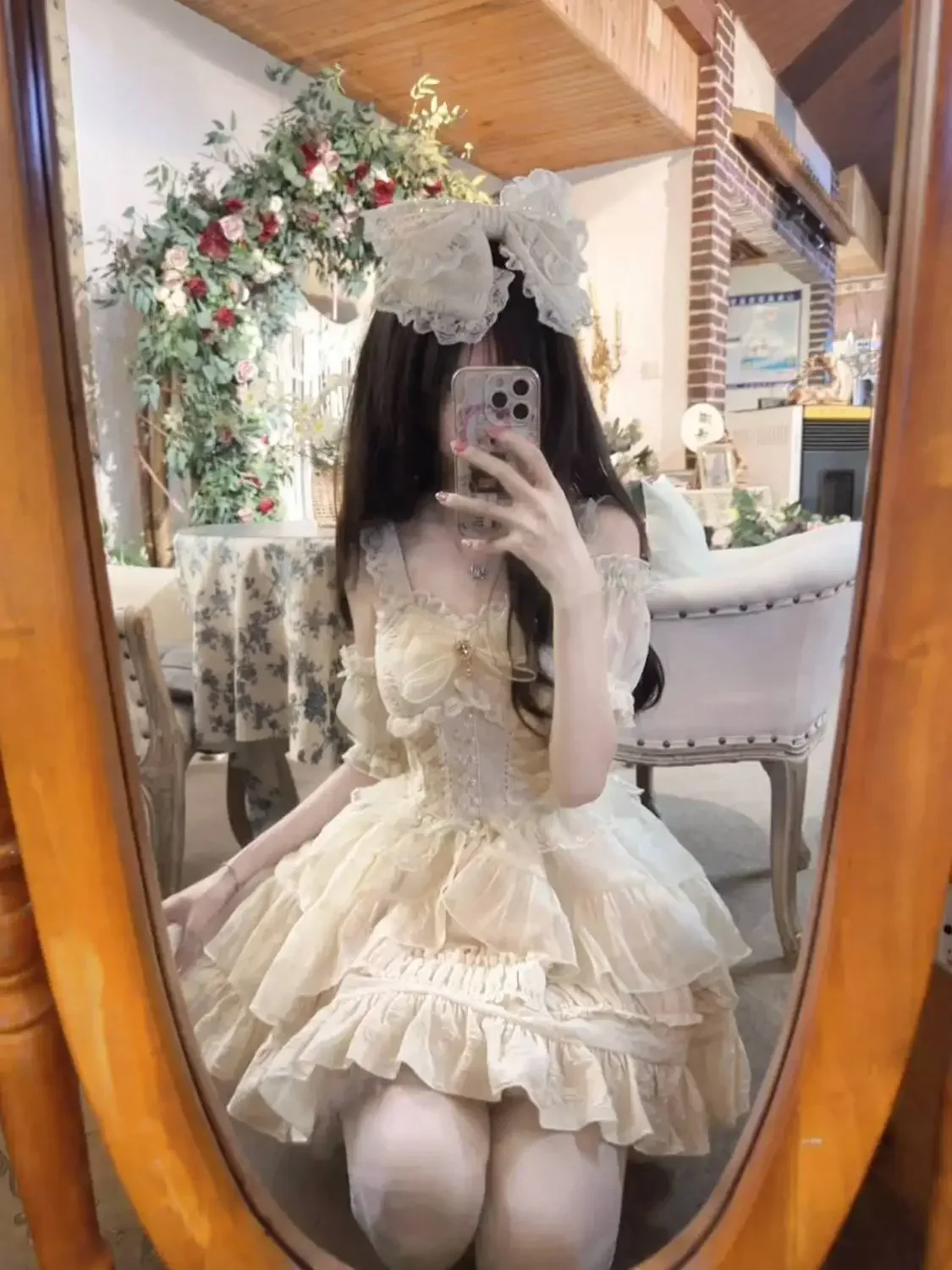 Summer Rose Story Pink Blue White Lolita Dress Sweet Girl Princess JSK Lace-up Big Bow With Tail Kawaii Birthday Party Daily