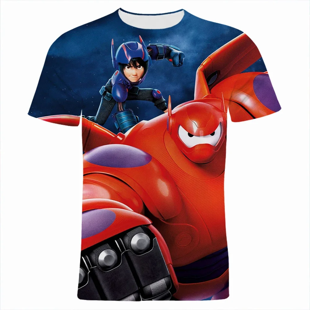 2024 Summer Disney Big Hero 6 3D Print Children T-shirt  Cartoon Anime Men's Clothing Casual Short Sleeve Women Tee Shirts