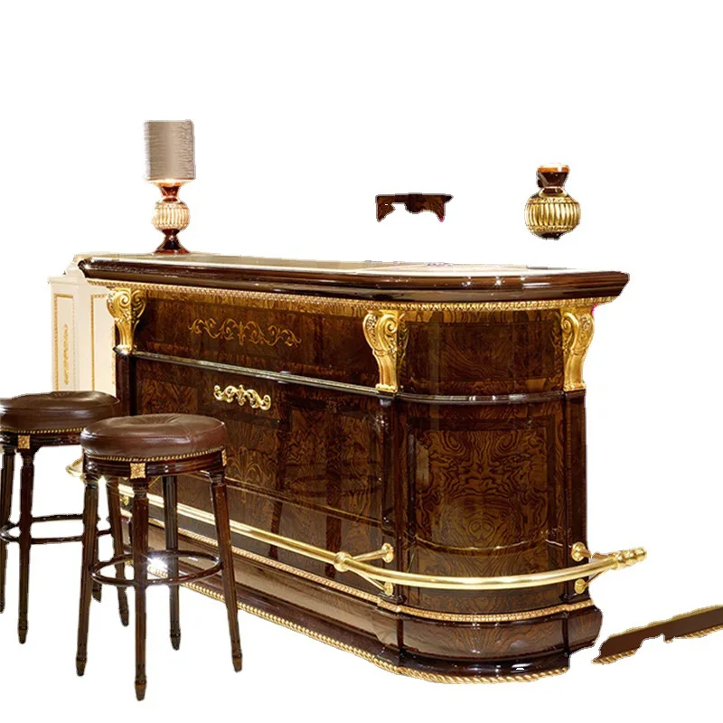 

Furniture Mahogany carved bar counter Wine counter Bar chair