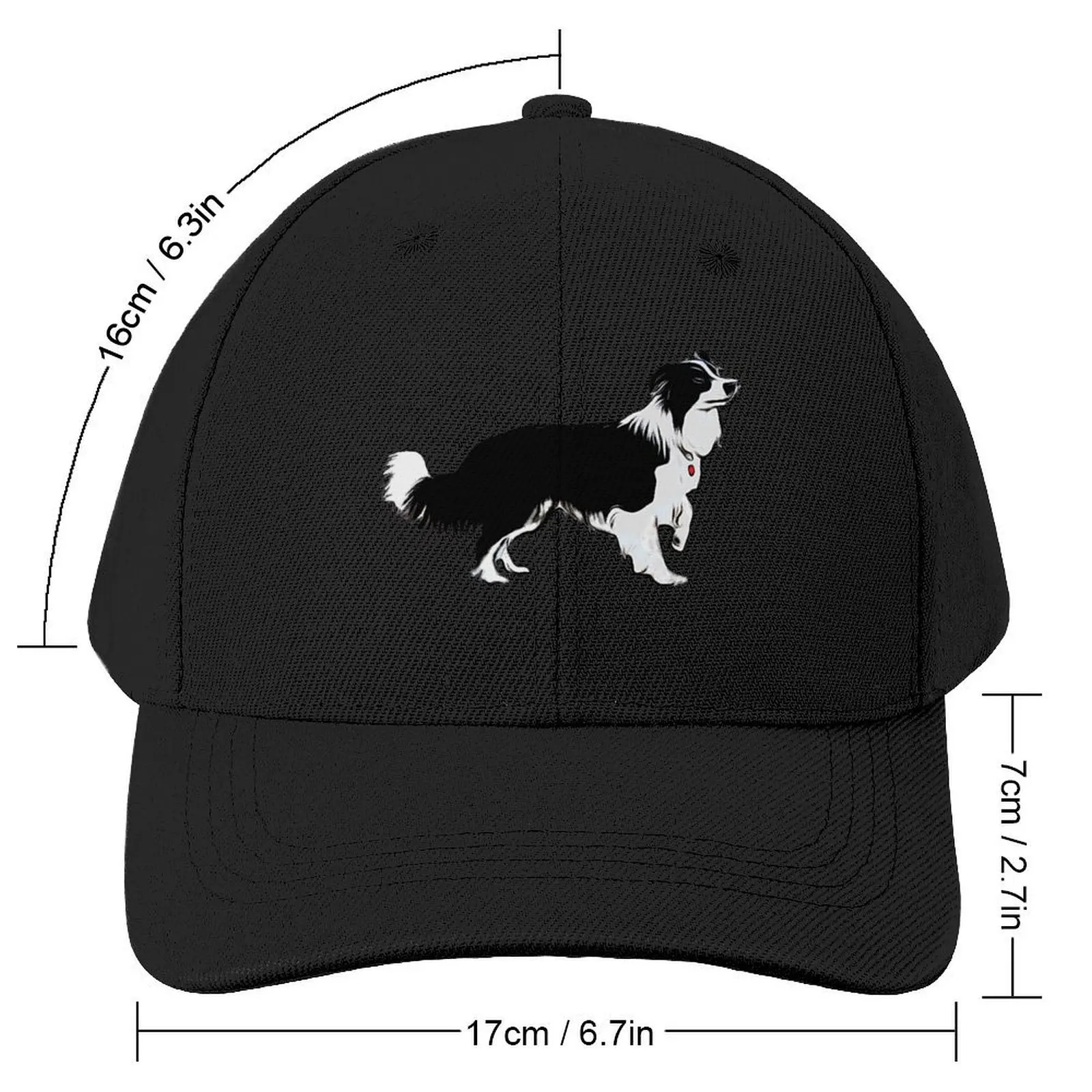 Border Collie black and white silhouette Baseball Cap Golf Cap Hat Man For The Sun Woman Men's