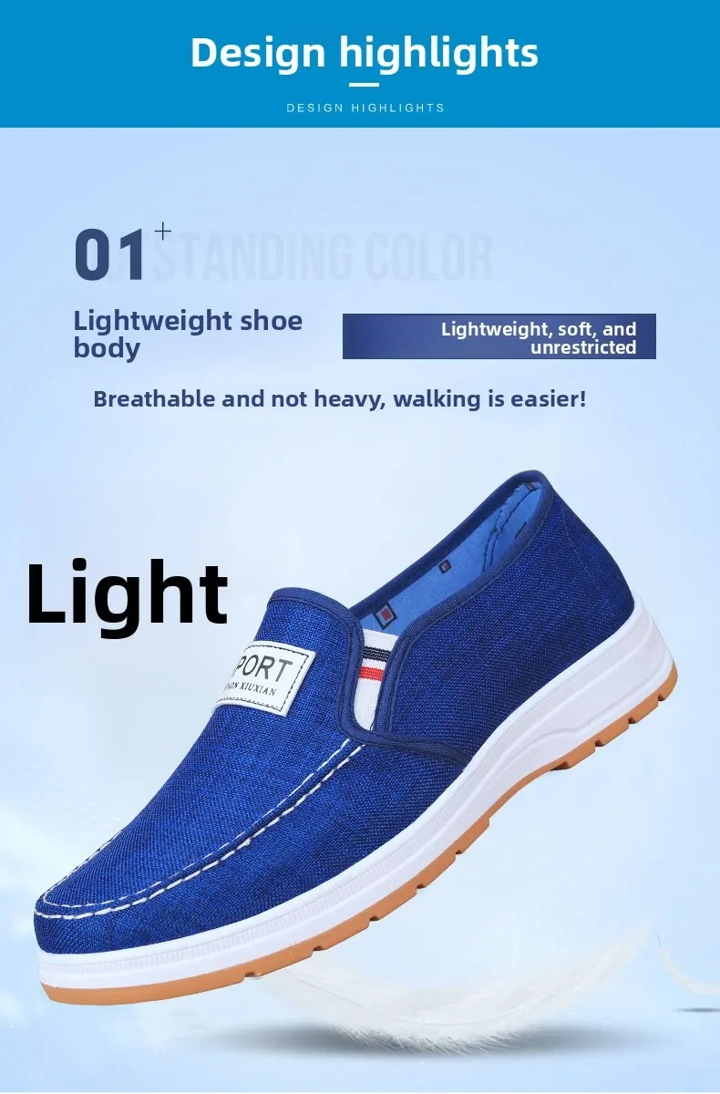Sommer-Herren-Slipper aus Segeltuch, bequeme Schuhe mit weicher Sohle, leichtgewichtige, rutschfeste Arbeitsschuhe für ältere Menschen, zum Fahren geeignet. – Detail 6