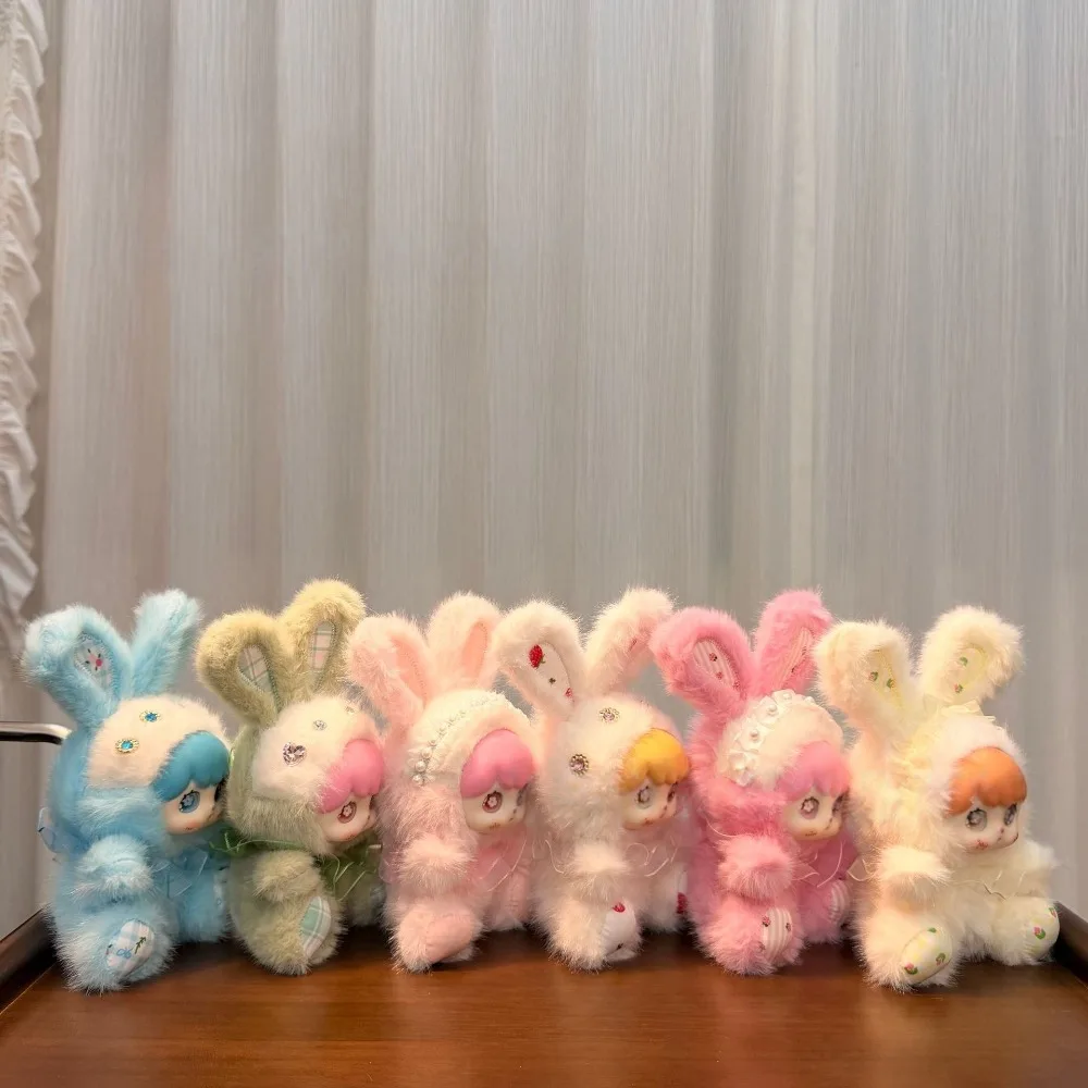 Kawaii Bunny Plush Keychain, Cute Vinyl Face Rabbit Stuffed Animal Bag Charm, Multiple Colors Soft Furry Doll  for Backpacks