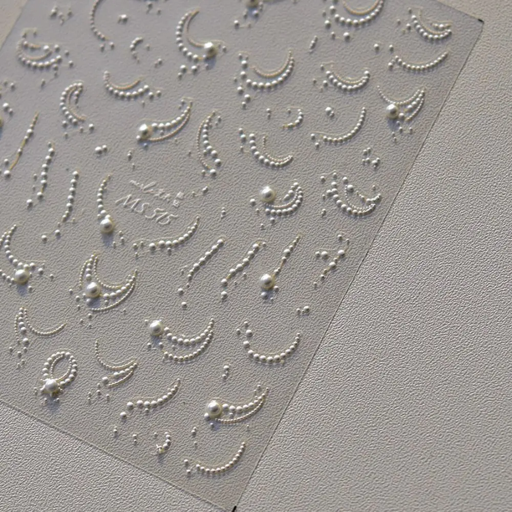 Nowe naklejki na paznokcie 3D z francuskimi tipami, perłowe linie, samoprzylepne slidery, ozdoby do paznokci, dekoracje DIY