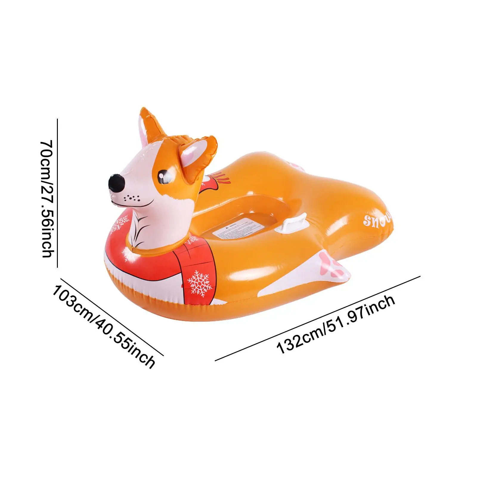 Aufblasbarer Schneeschlauch, Schneeschlitten, Welpen-Schneeschlauch, robust, tragbar, Winter-Schneeschlauch mit Griffen für Rodeln, Spiele im Freien