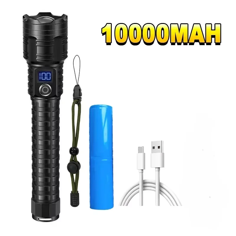 1000000LM Ultra Powerful Flashlight Zoom 5000M Long Range Torch High Power Led Flashlights Rechargeable Strong Tactical Lantern