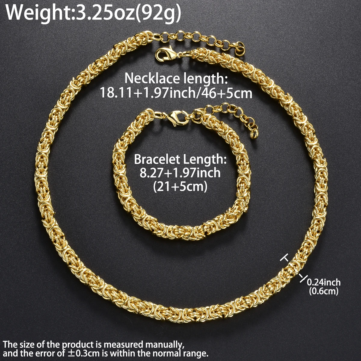 Copper Necklace Bracelet Set for Women Men Adjustable Length Braided Chain Lobster Clasp Minimalist Jewelry Gift