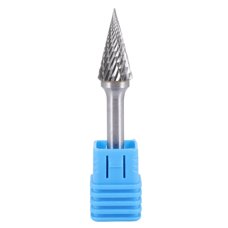 Tungsten Carbide Burr Pointed Cone Shape Double Cut Rotary Burrs File 70X12mm With 1/4 Inch Shank Dia