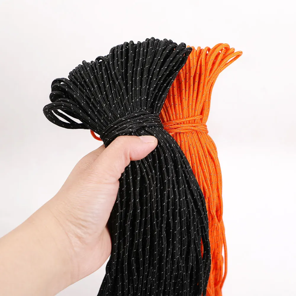 Paraguas reflectante de 3mm de diámetro, cuerda tejida a mano, tienda de campaña, mochila fija, pulsera atada, cuerda tejida