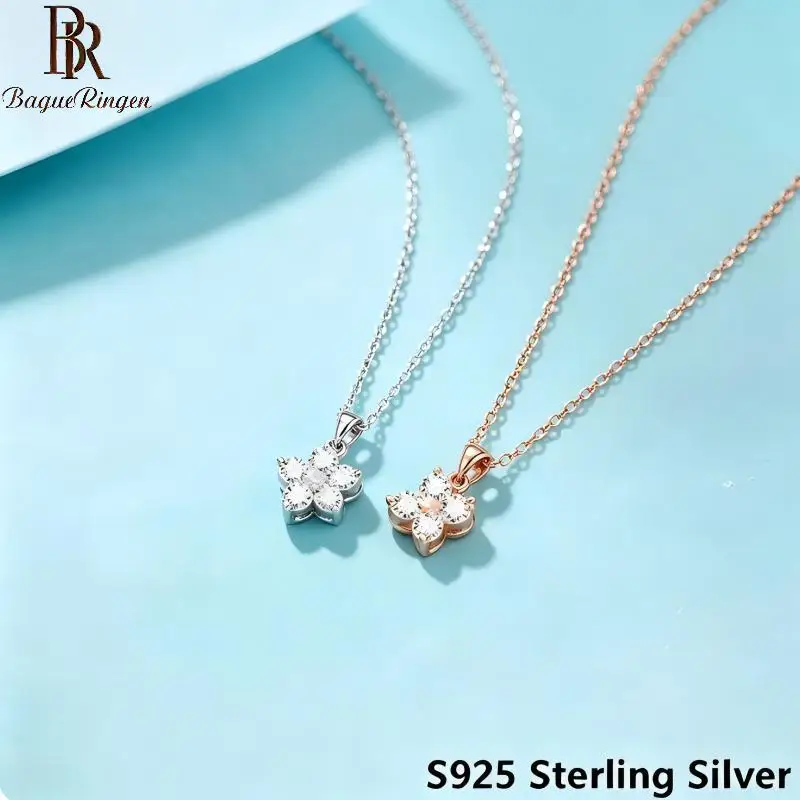 BR 3mm High-Grade Minimalist Four-Leaf Clover Necklace D VVS1 Grade High-Quality Moissanite Jewelry