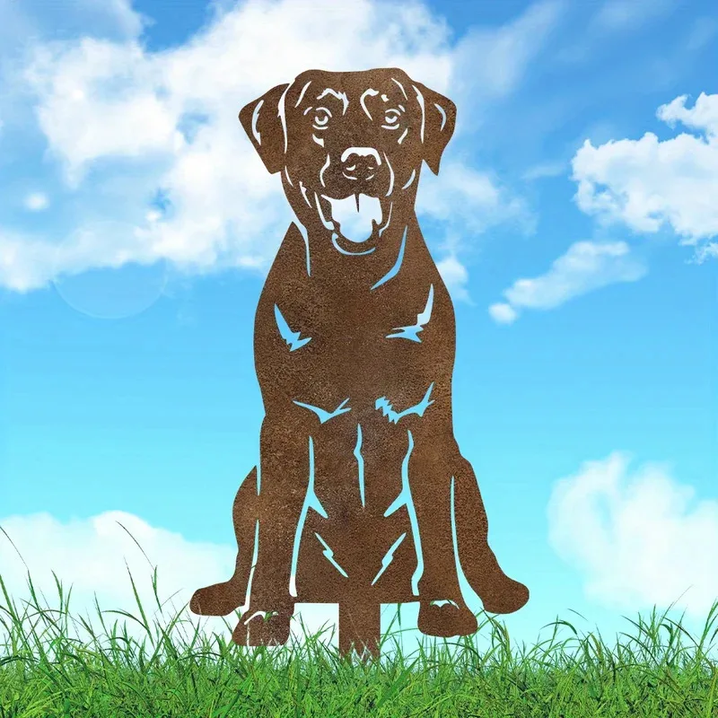 

1pc wrought iron ground plug with cute puppy, suitable for lawns and courtyards, suitable for dog lovers, ideal housewarming