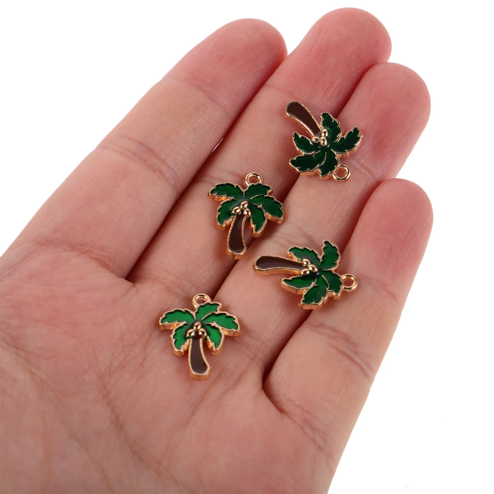 80 Pieces Coconut Tree Charms Green Alloy Pendants for Earrings Necklaces Keychains Jewelry Making