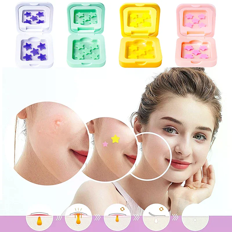 1 scatola di cerotti idrocolloidali per l'acne, riparazione dello sbiadimento, adesivi invisibili per la rimozione dell'acne, correttore, strumento per il trucco, stella con specchio