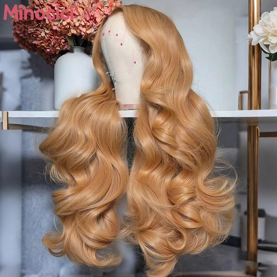 

Медовый блондин парик Объемная волна Парики из человеческих волос 100% 13X6 Hd Парик фронтальной части шнурка Цветной предварительно выщипанный бразильский парик фронта шнурка для женщин