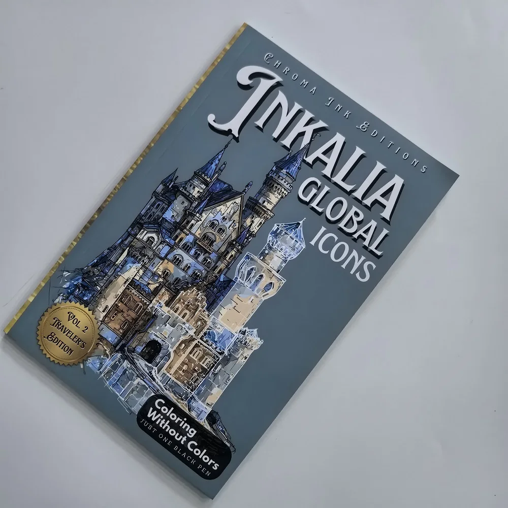 Chroma Ink Ditions Coloring Book Traveler's  Vol 2 Coloring Without Colors Just One Black Pen image 2