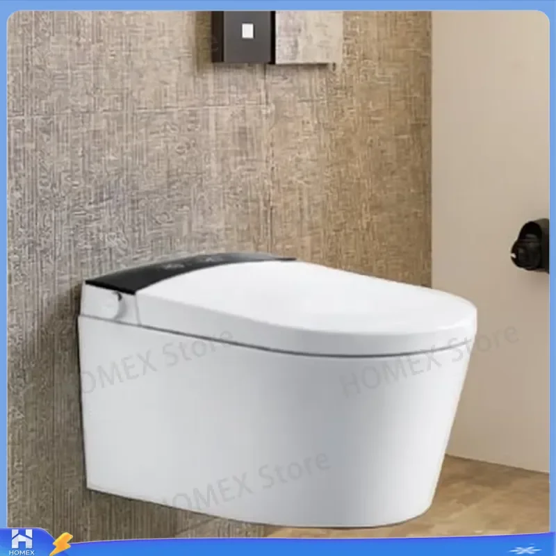 Ultra Thin Wall Hung Smart Toilet Gold Remote Control Automatic Flush No Water Pressure Limit P Trap Cupc ETL Certified Bidet