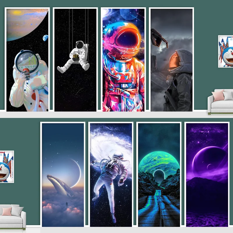 

Custom stickers 3D Space Wallpaper Self Adhesive Door Mural Removable Vinyl Home Decor Art Decal Wall Poster Stickers