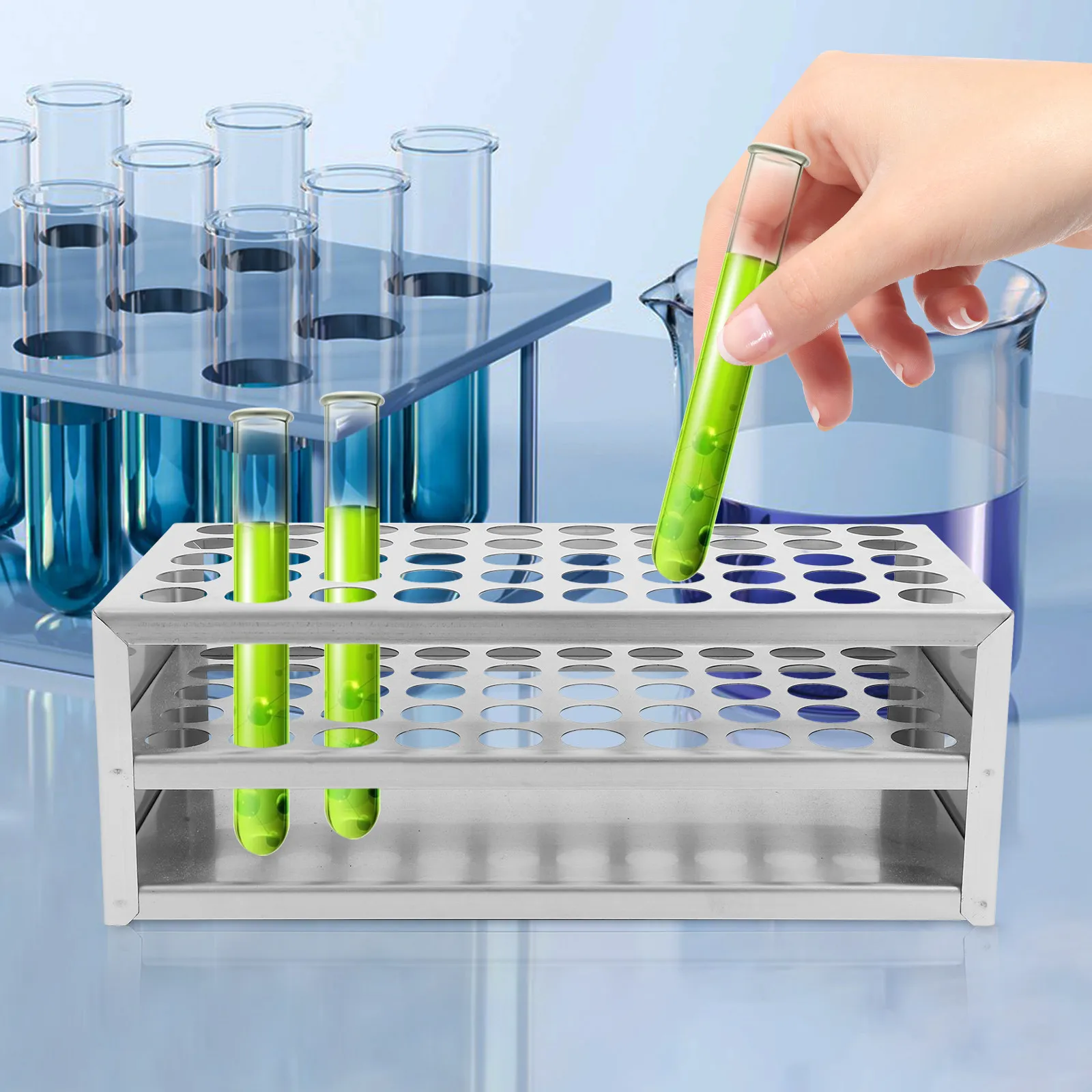 Laboratory Test Tube Rack 17Mm Stainless Steel Multi-Hole Organizer For Centrifuge Sampling Tubes Stand Storage Rack view 3