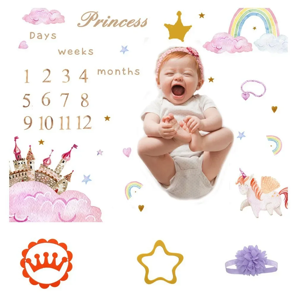 Baby Milestone Flannel Blanket Newborn Photography Blanket Baby Photography Mats Background Cloth Growth Commemorative Blanket