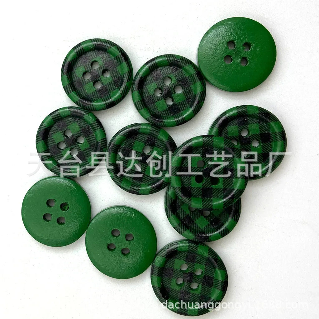 Botones de troncos de 20 mm, bordes finos, rayas a cuadros para niños, botones decorativos de costura simples, 40 en un paquete de bricolaje hecho a mano.