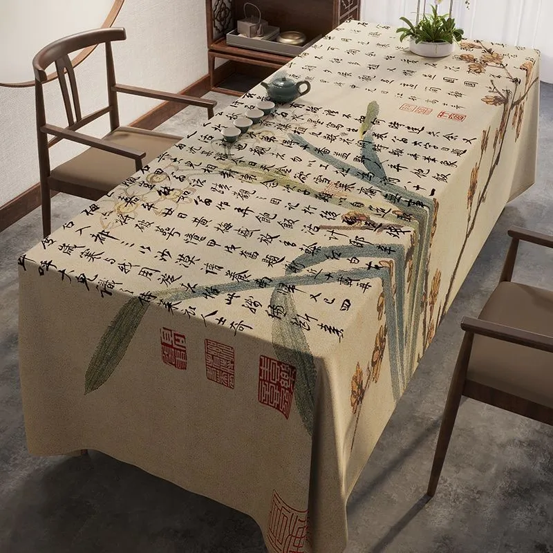 New Chinese Classical Teatable Cloth Calligraphy Tablecloth Waterproof Dining Tablecloth Zen Style Tea table Tablecloth ZG894