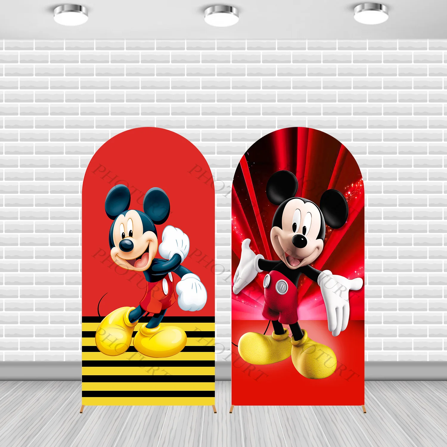 Arch Disney Mickey Mouse Background Kids Birthday Party Backdrop Double Side Polyester Arch Banner Photography Props