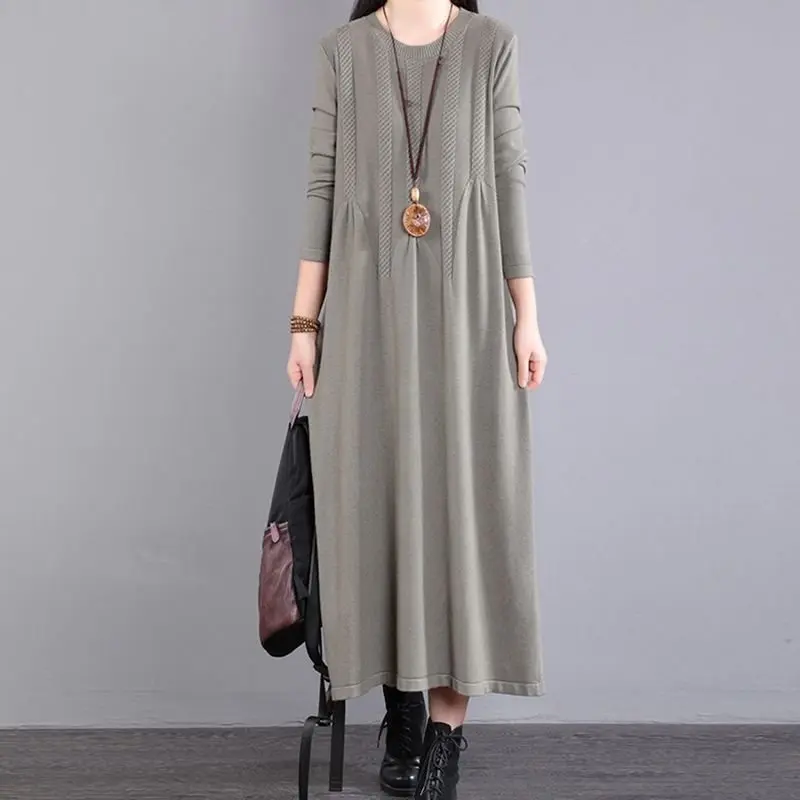 Ropa De Mujer New Pulls Woman Clothes Loose Long Sweater Dress Spring Autumn Women‘s Jumper Middle Aged Mother Pullover Dresses