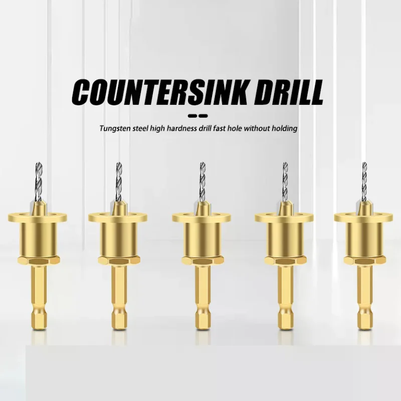 Adjustable Hexagonal Shank Countersunk Drill, Screw Step Drill, Self Tapping Screw Alloy Drill, Woodworking Tool