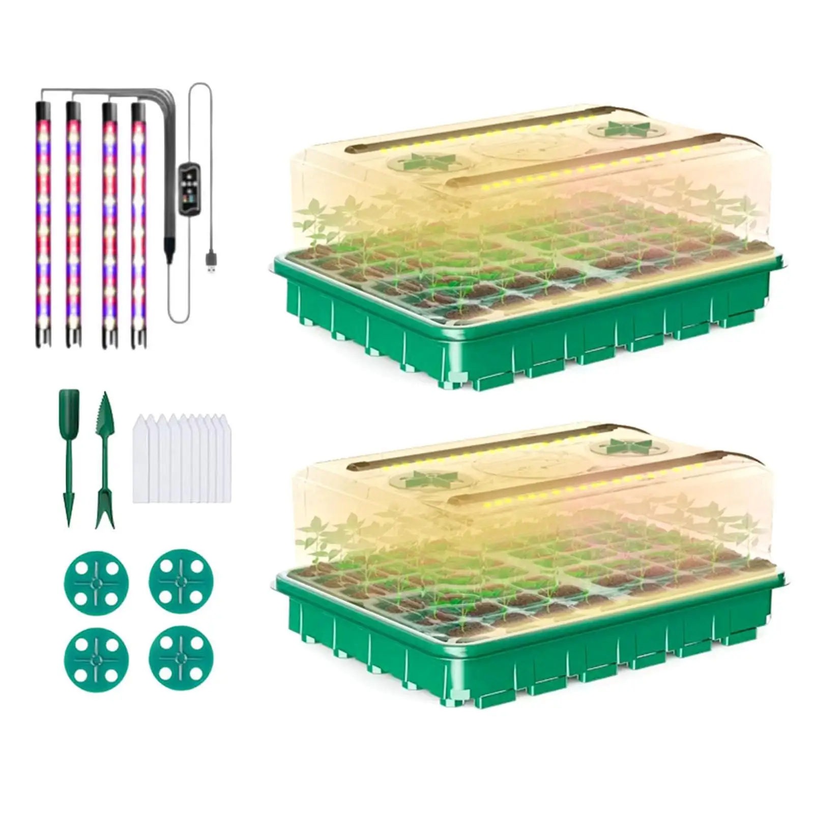 

Illuminated Seed Starter Tray Set Easy to Use Growing Tray Seedling Tray for Soil Wheatgrass Growing Microgreens Seedling