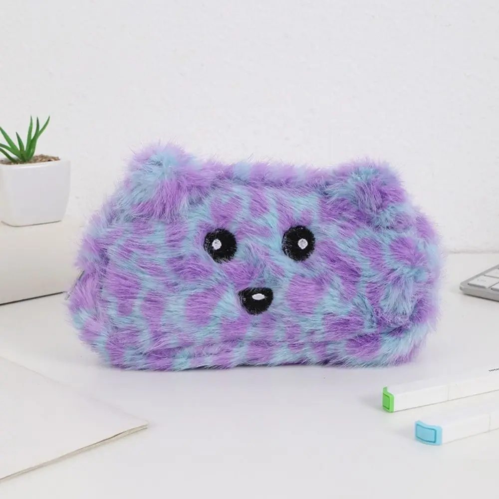 Soft Plush Pen Bag Color Animal Stationery Storage Bag Back To School Gift Large Capacity Stationery Organizer Student