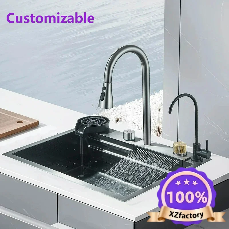 

Customizable 304 Stainless Steel Waterfall Kitchen Sink