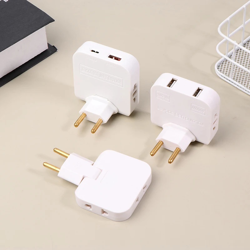 180 Degree Rotatable Socket 3-in-1 EU Plug Converter Travel EU Extension Plug Multi-Plug Slim Wireless Outlet Adapter Sockets