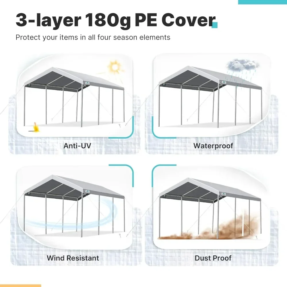 ADVANCE OUTDOOR 10x20 ft Heavy Duty Carport łatwa konfiguracja baldachim samochodowy schronienie garażowe łódź namiot weselny, regulowany