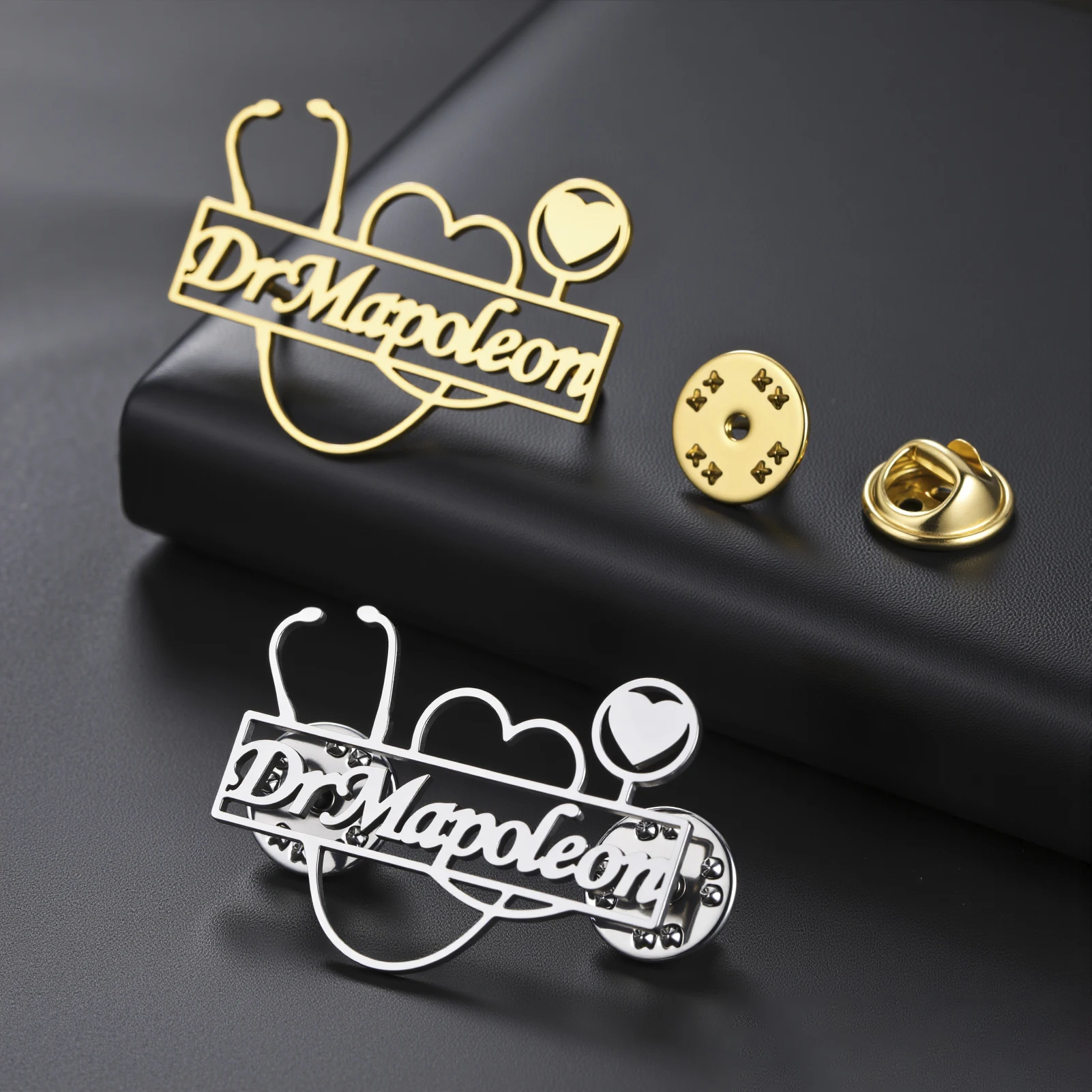 

Lemegeton Custom Stethoscope Brooch Personalized Heart Cross Pins Badge Doctor Nurse ID Name Jewelry Customized Birthday Gifts