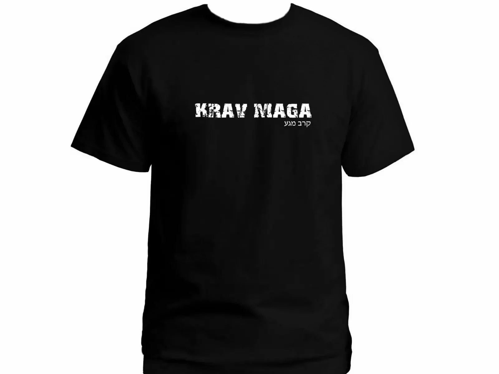 

Israeli Martial Arts Krav Maga Distressed English/Hebrew Font T-Shirt 100% Cotton O-Neck Summer Short Sleeve Casual Mens T-shirt