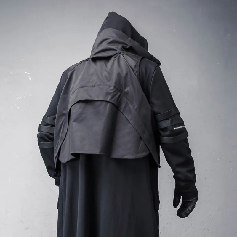 HKSH ربيع وصيف جديد الرجال الظلام الثقيلة المرقعة الياقة المدورة التكتيكية سترة سفاري نمط جيوب سحابات صدرية في الهواء الطلق HK16526 #5