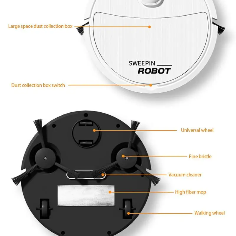 Electric Sweeper Sweeping Automatic Floor Cleaning Robot Vacuum with Low Noise for Living Room Kitchen Bedroom Dining Room