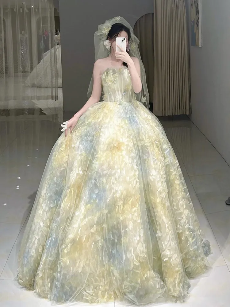 

Банкетное и элегантное платье для хостинга на день рождения без бретелек для церемонии приближения