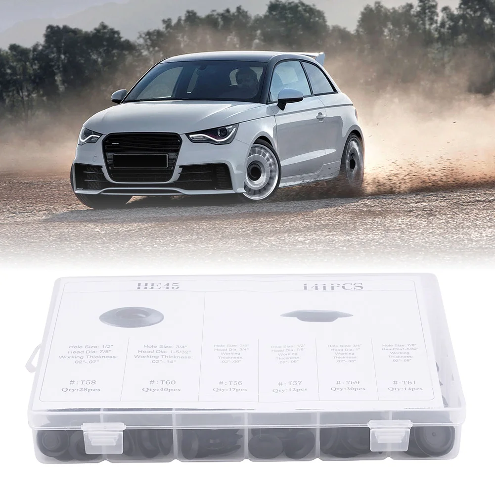 141pcs 6 Sizes Assorted Car Flush Mount Hole Plugs Auto Body Sheet Metal Hole Fastener Plug