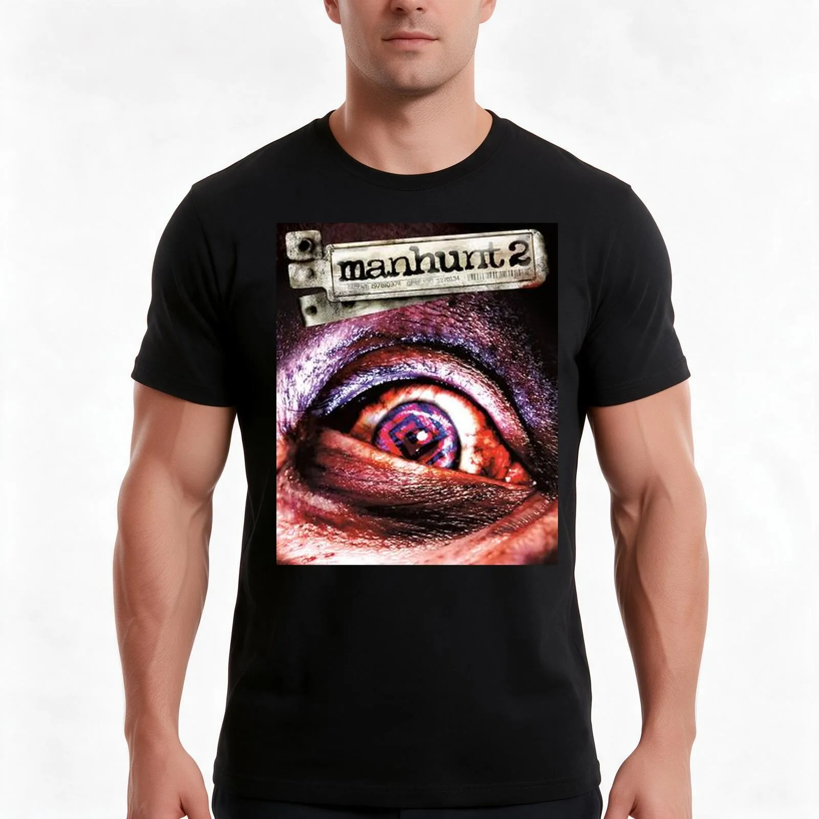 Manhunt 2 Eye Horror Mask – Disturbing Game Art Inspired Design T-Shirt, Summer Casual Cotton Tee, Oversized Streetwear Tops