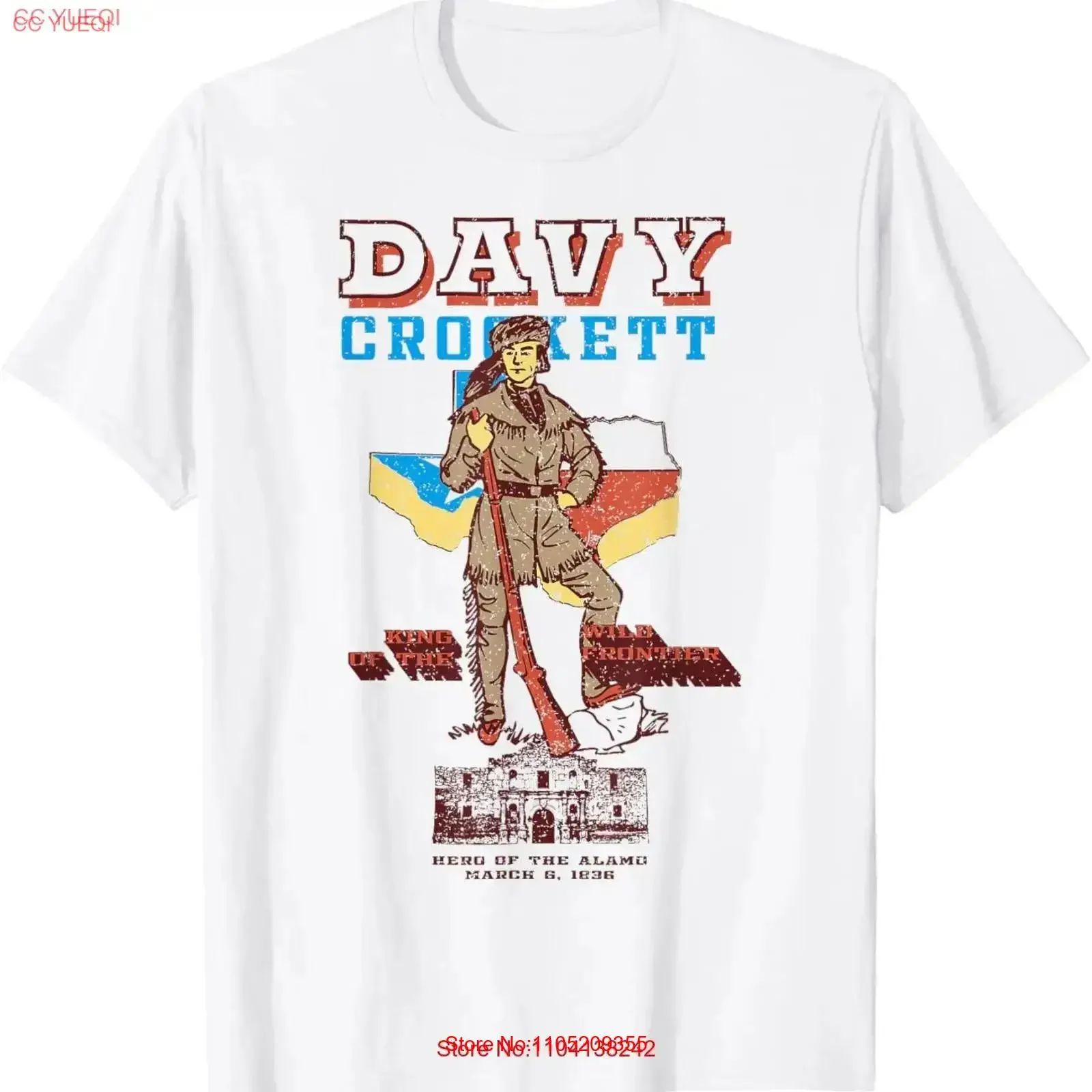 

Davy Crockett Texas Alamo Ковбойская винтажная сувенирная футболка винтажная стираная удобная слегка повседневная универсальная дышащая футболка