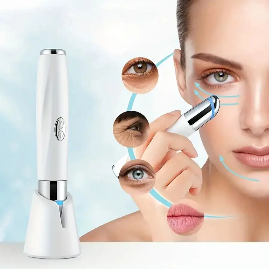 Eye Massage Beauty Device LightenDark Circles Hot compress 3 Color LEDPhoton Therapy Heated Vibrator ElectricEye Massager