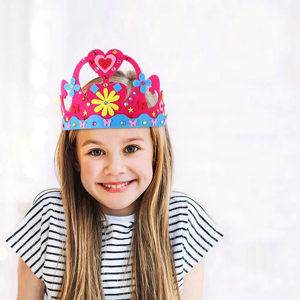 

6 Sets Birthday Crown Hats DIY Supplies Diy Birthday Crown Kit 6 Colors Children Party Photo Props Comfortable Lightweight