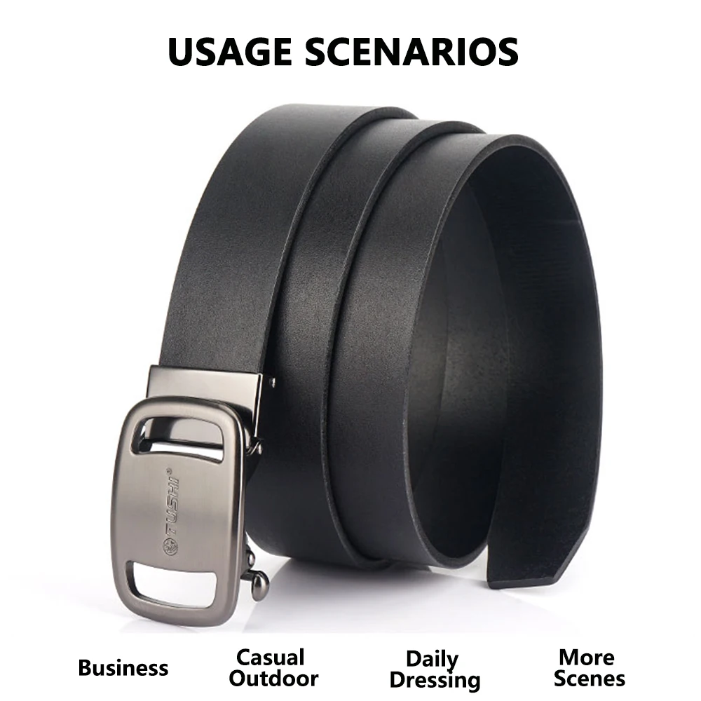 TUSHI New Golf Sports Belt For Men Belts Quality Genuine Luxury Leather Belt Male Metal Automatic Buckle Jeans Ratchet Belts