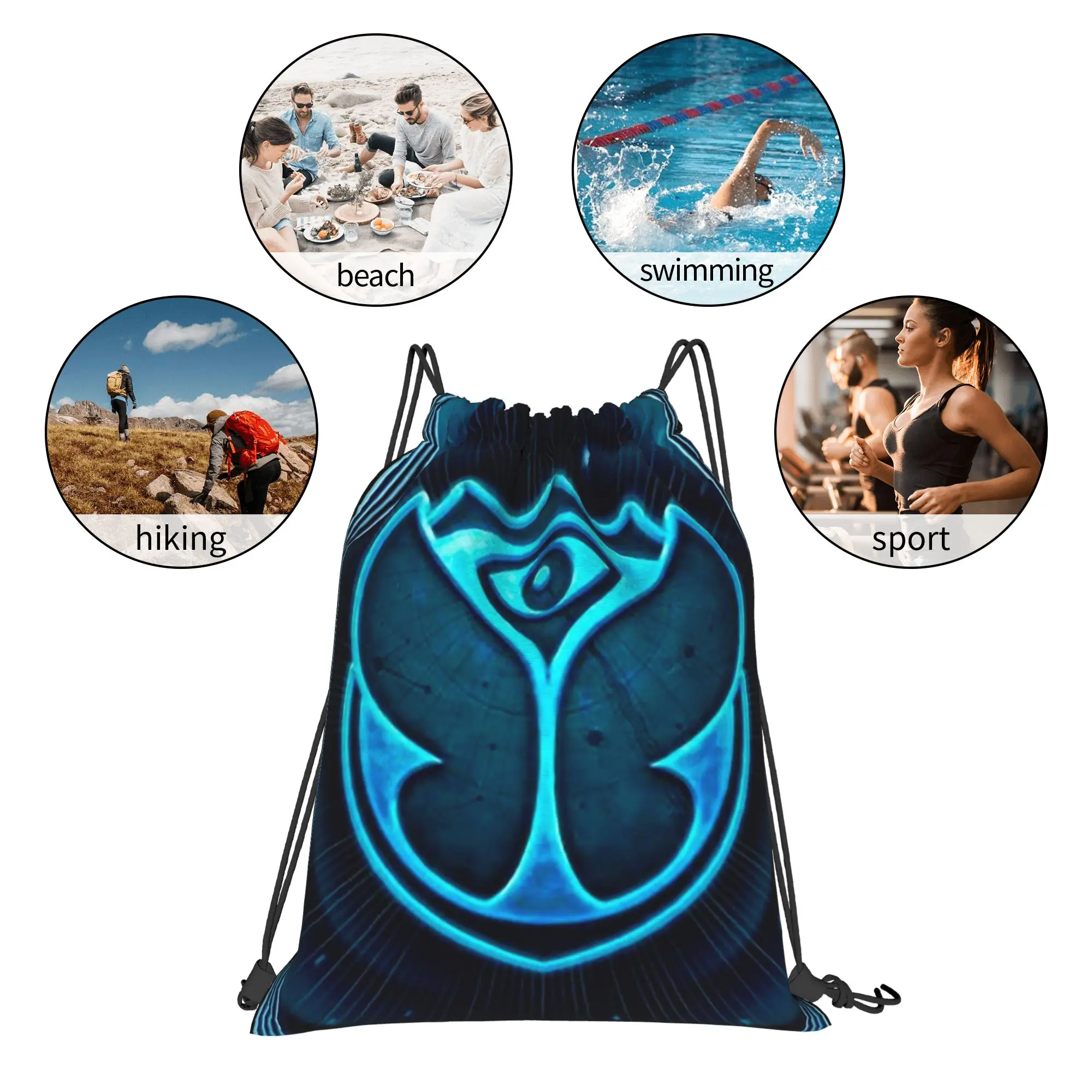 Place of the World Tomorrowlands  Drawstring Backpack Sports Gym Bag Water Resistant  String Sackpack for Cycling view 5