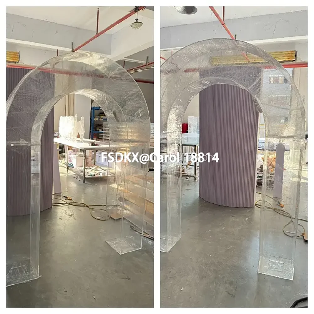 FSDKX Custom Clear acrylic round arch backdrop wedding arch for event party decoration wedding backdrop arch