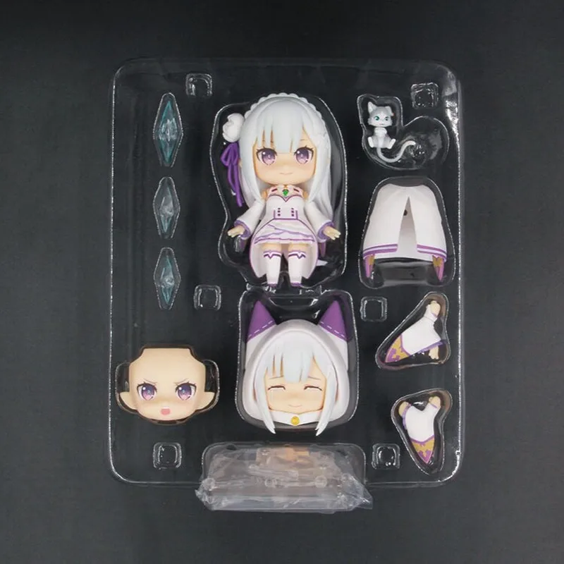 #751 Re‑Zero Emilia Cute Q‑Style Pvc Collectible Figure Anime Character Model Home Office Desktop Display Decoration Gift view 6